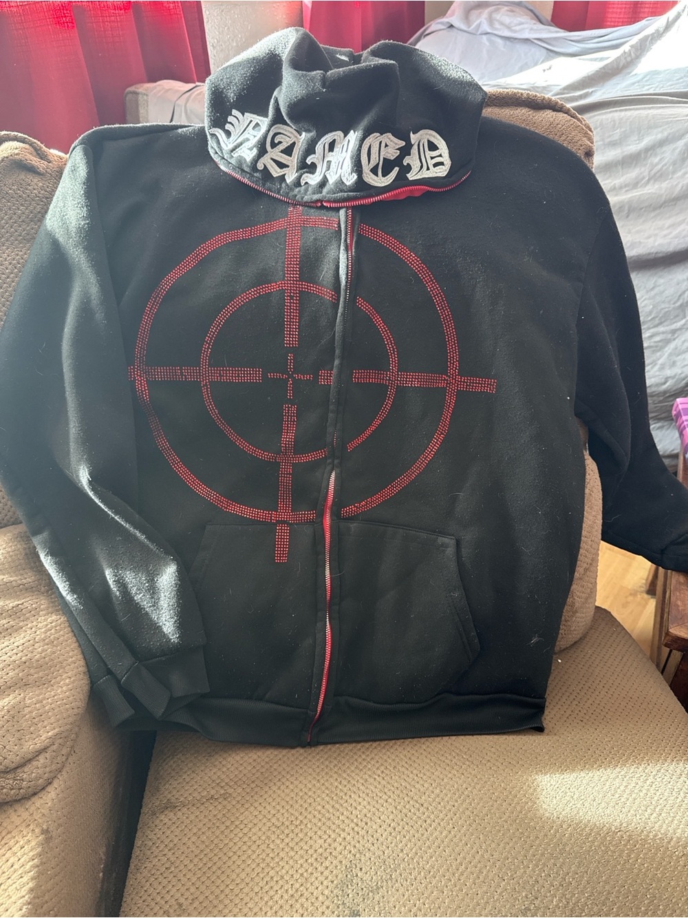 Black & Red Target Graphic Zip Hoodie - Named